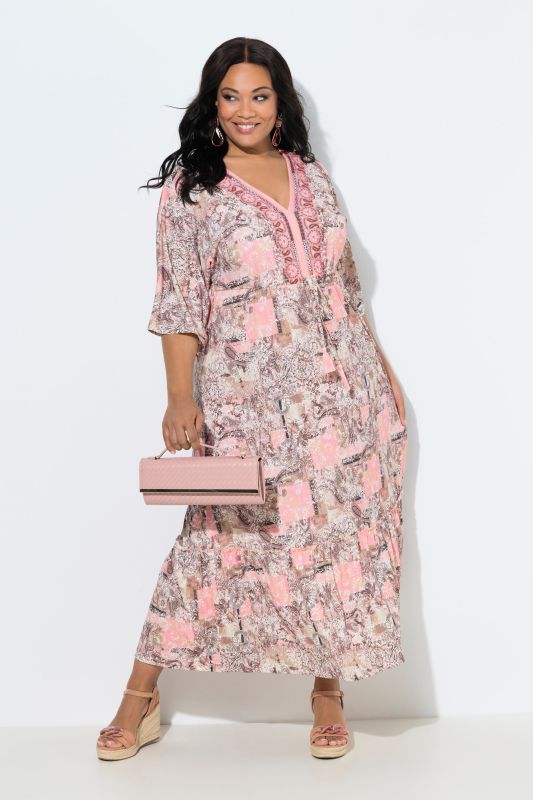 Paisley Patchwork Print Jersey Maxi Dres