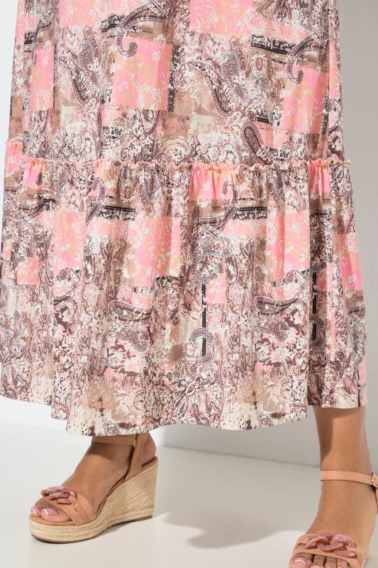 Paisley Patchwork Print Jersey Maxi Dres