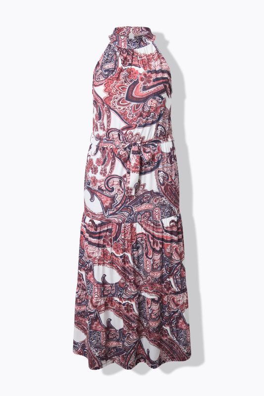 High Neck Paisley Maxi Dress