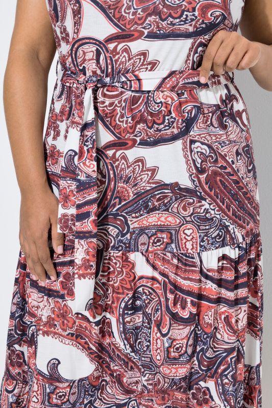 High Neck Paisley Maxi Dress