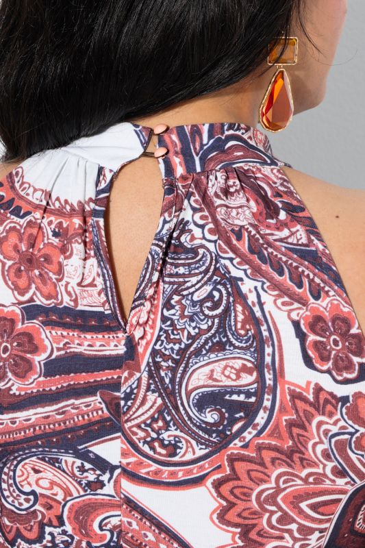 High Neck Paisley Maxi Dress