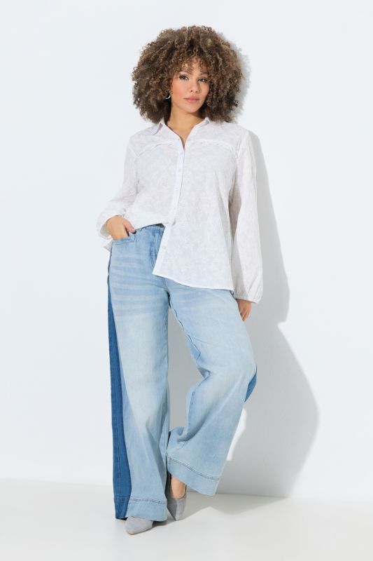 Two-Tone Wide Leg Jeans