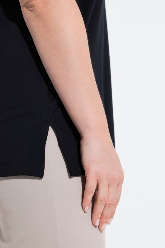 Rhinestoned Cutout Short Sleeve Pima Cotton T-Shirt Blouse