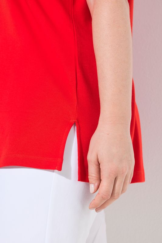 Rhinestoned Cutout Short Sleeve Pima Cotton T-Shirt Blouse