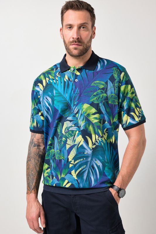 Блуза с принт на листа и яка