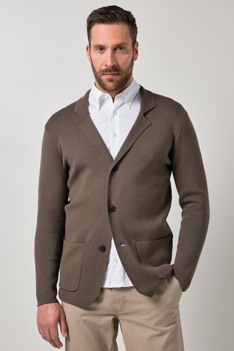 Knitted jacket, FLEXNAMIC®, Milano knitwear, lapel collar, up to 8 XL