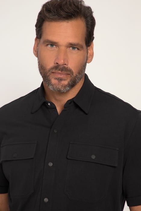 Jersey shirt, short sleeve, Kent collar, modern fit