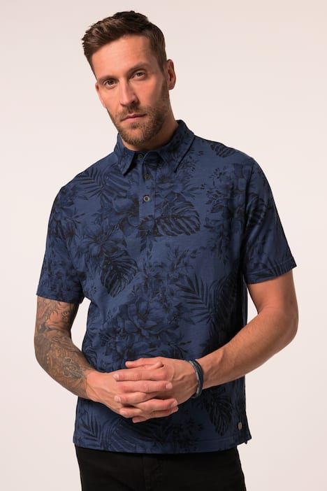 Блуза с яка и принт на палми