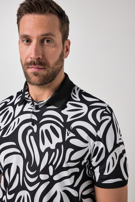 Блуза с яка и монохромен принт