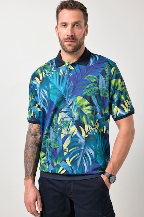 Блуза с принт на листа и яка