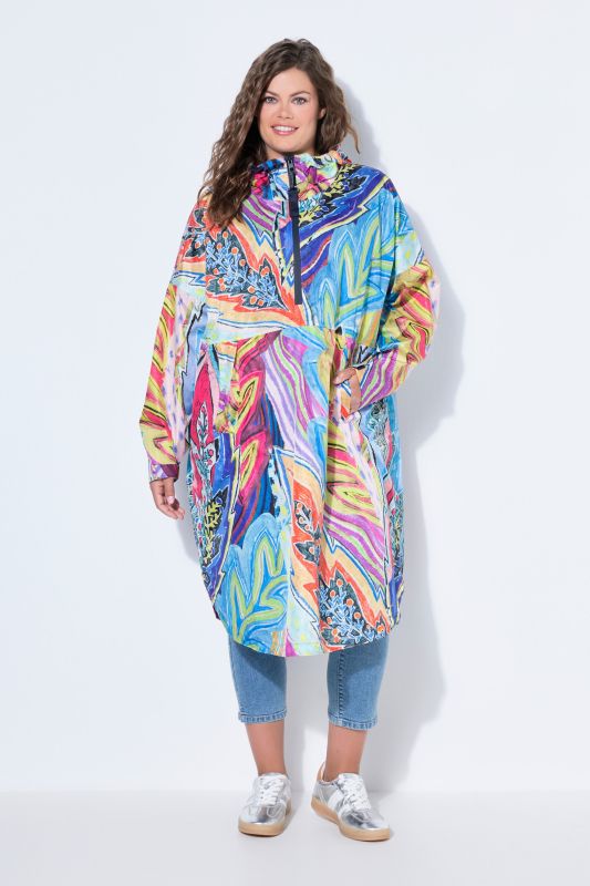 Kaleidoscopic Leaf Rain Poncho