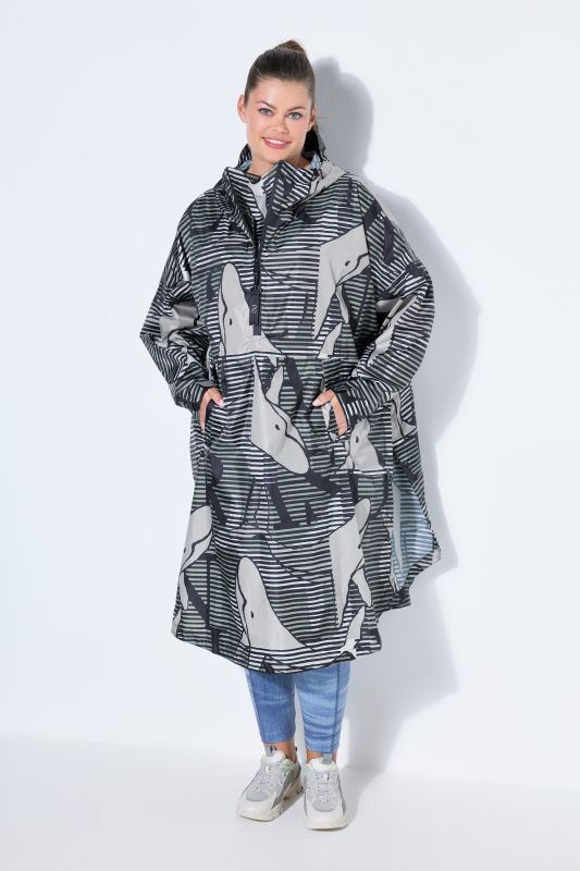 Whale Print Rain Poncho