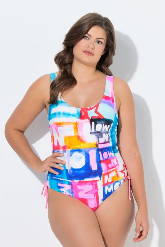 Watercolor Letter Print Swimsuit