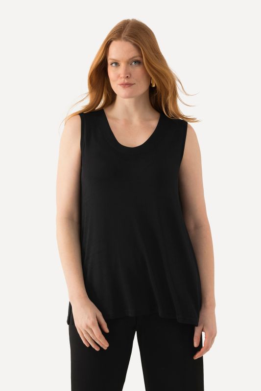 Slinky Stretch Rounded V-Neck Knit Tank