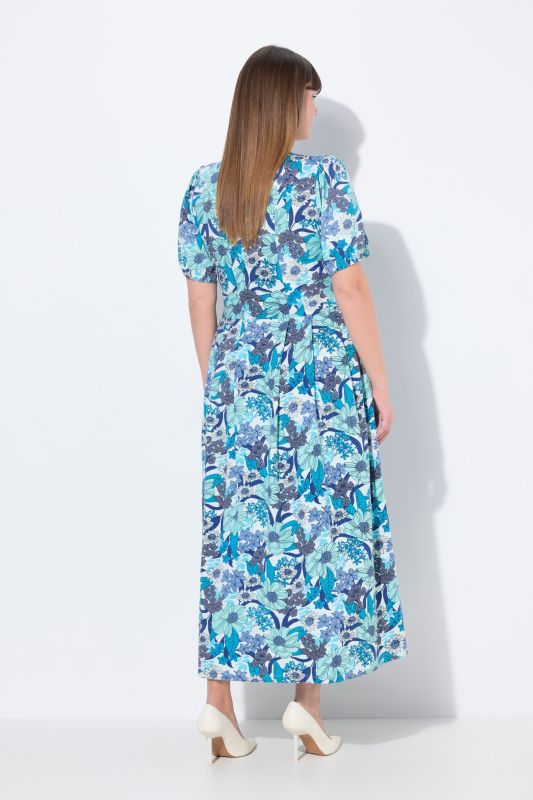 Floral Short Sleeve Button Down Maxi Dress