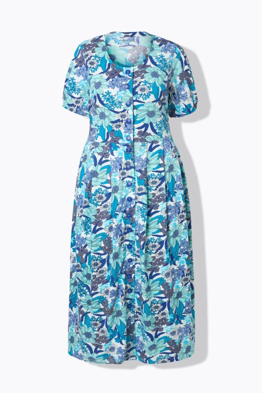 Floral Short Sleeve Button Down Maxi Dress