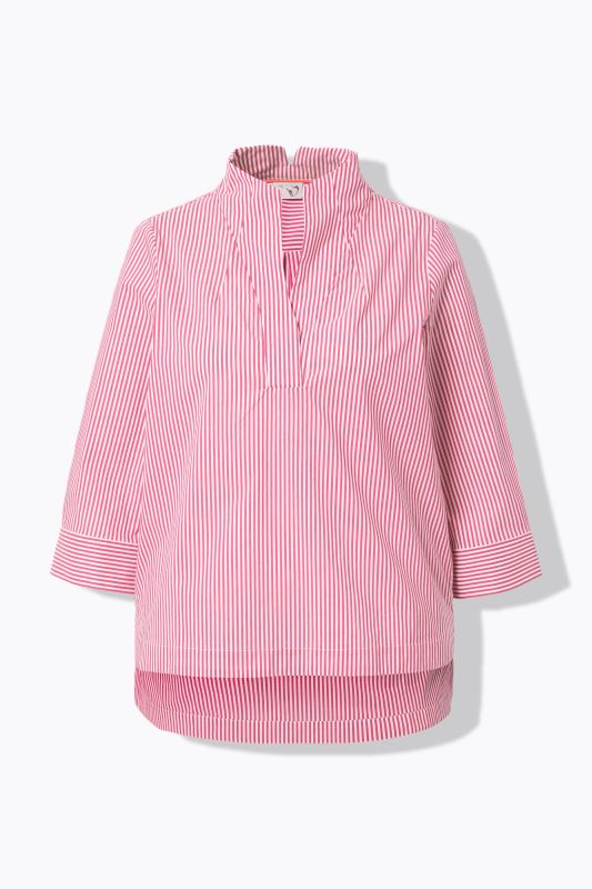 Pinstripe Goblet Collar 3/4 Sleeve Blouse
