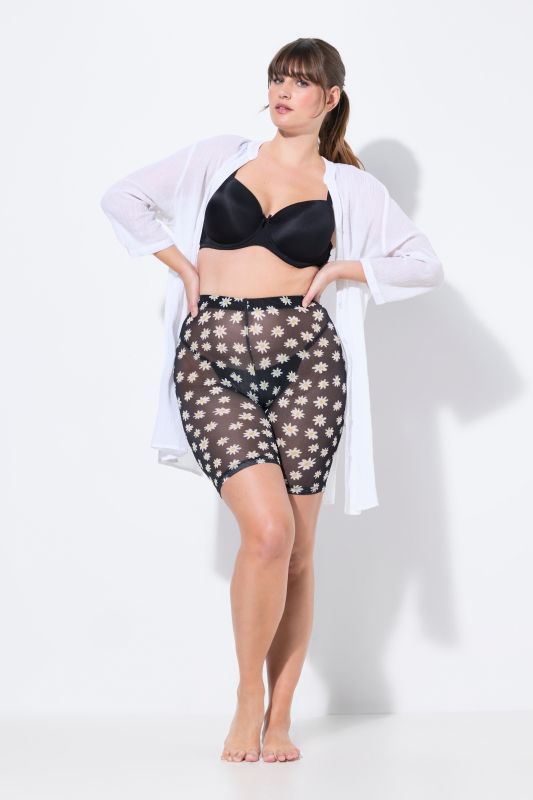 Шорти с принт на маргаритки прозрачни