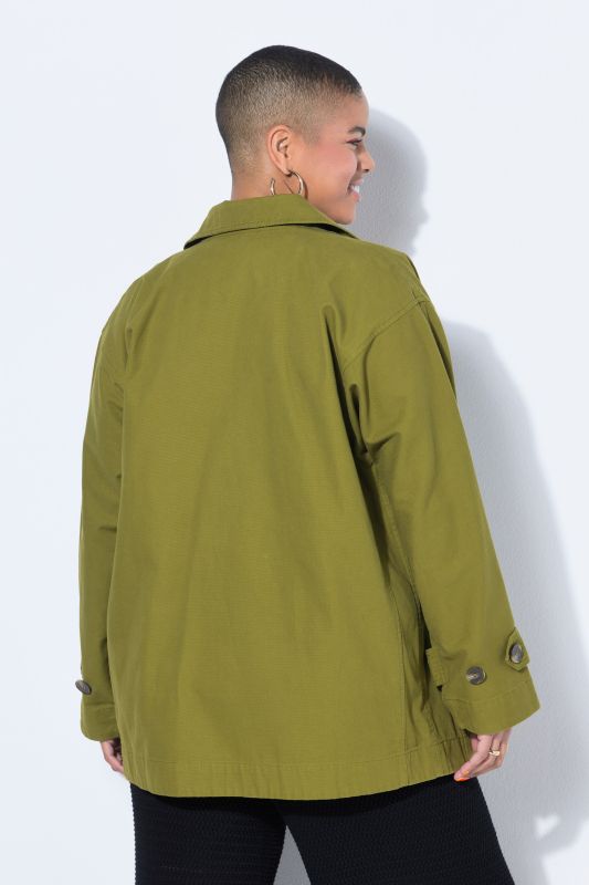 Oversized Cropped Lapel Collar Trench Coat