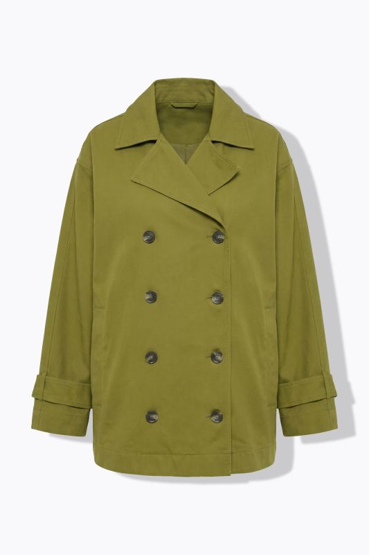 Oversized Cropped Lapel Collar Trench Coat