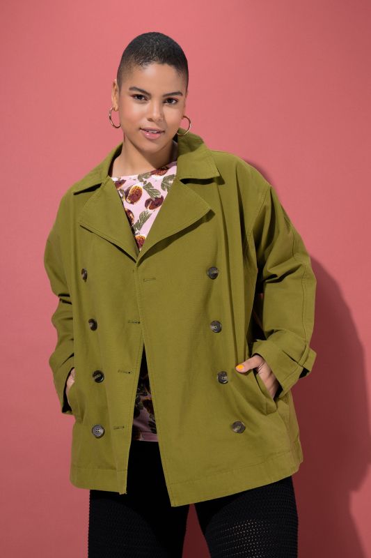 Oversized Cropped Lapel Collar Trench Coat
