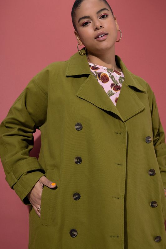 Oversized Cropped Lapel Collar Trench Coat