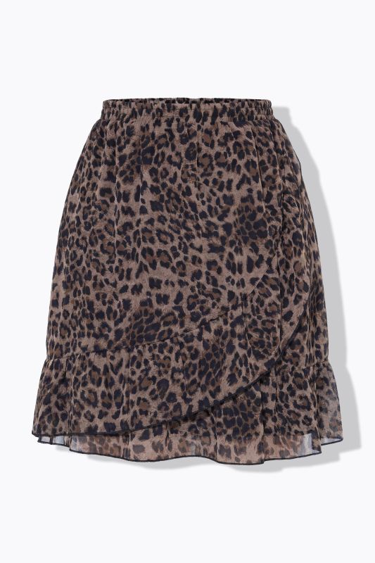 Leopard Print Ruffle Trim Mini Skirt