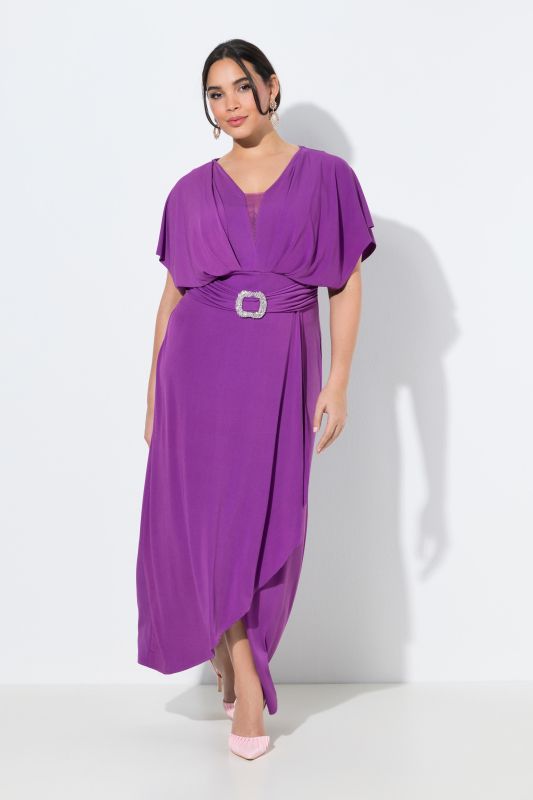 Draped Sleeve Wrap Look Gown