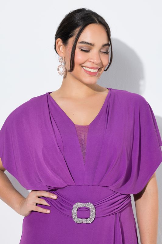 Draped Sleeve Wrap Look Gown