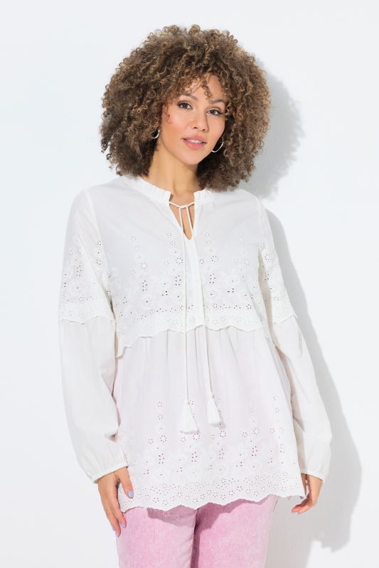 Off-White Eyelet Embroidered Flounce Blouse