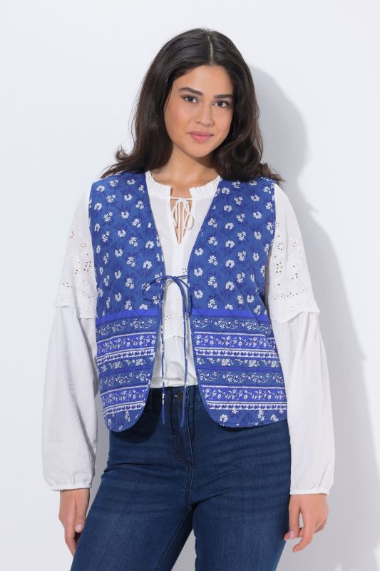 Mixed Print Quilted Vest