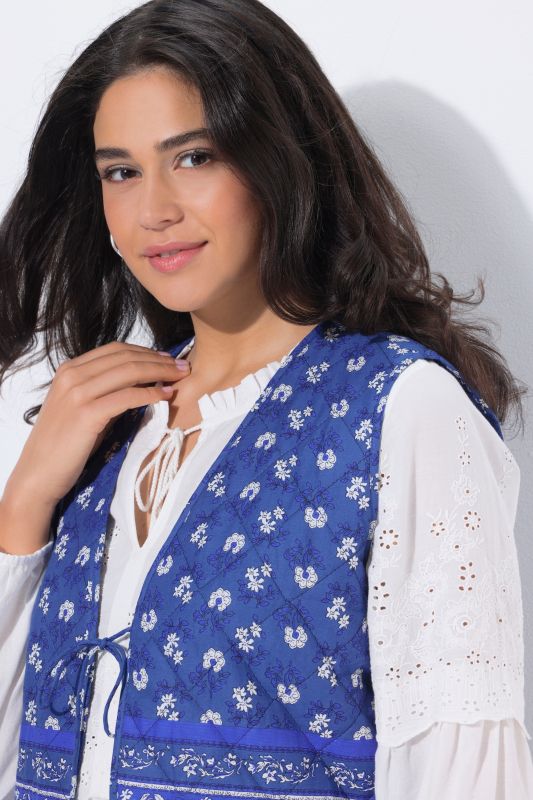 Mixed Print Quilted Vest