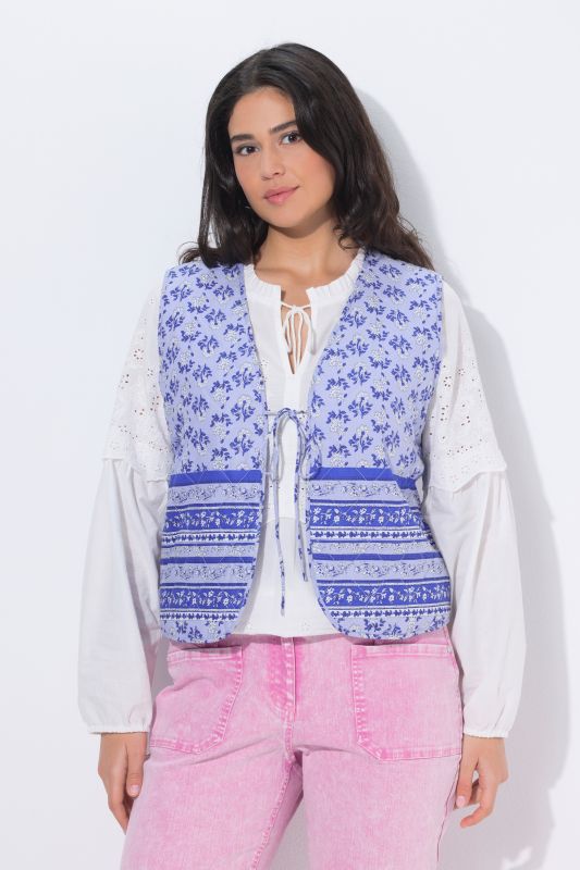 Mixed Print Quilted Vest