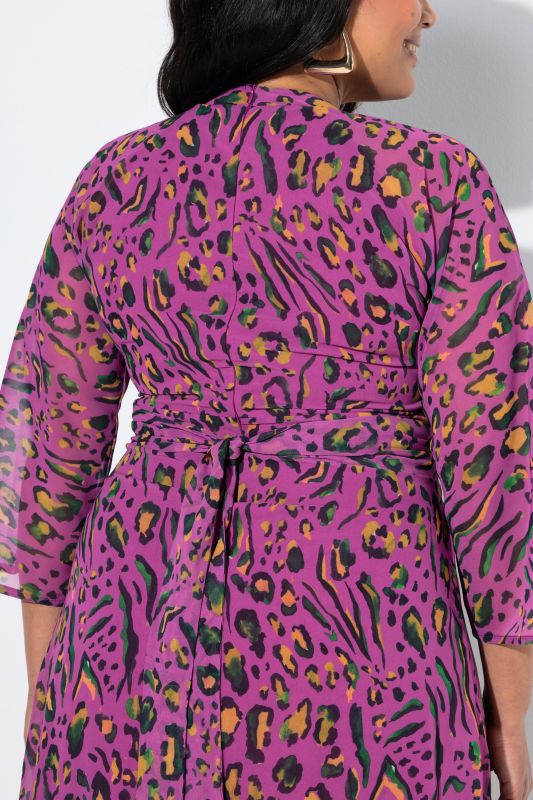 Colorful Leopard Print A-Line Jersey Dress