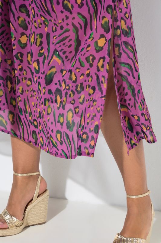 Colorful Leopard Print A-Line Jersey Dress