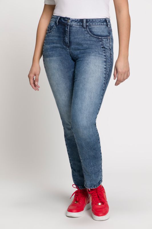 Rhinestone Accent High Waist Slim Leg Sarah Fit Stretch Jeans