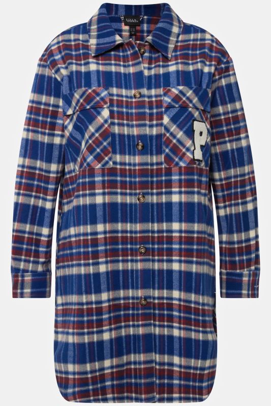 Longline Long Sleeve Plaid Button Down Shirt