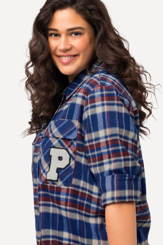 Longline Long Sleeve Plaid Button Down Shirt