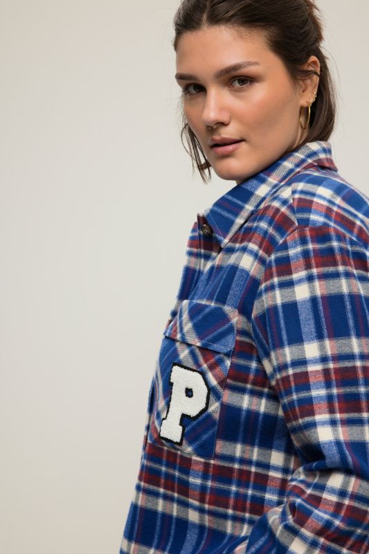 Longline Long Sleeve Plaid Button Down Shirt
