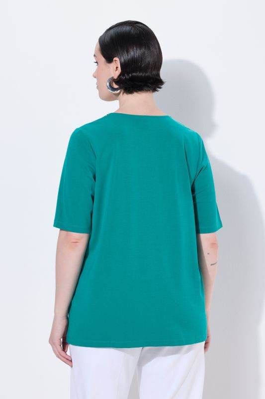 Beaded Neckline Short Sleeve Tee