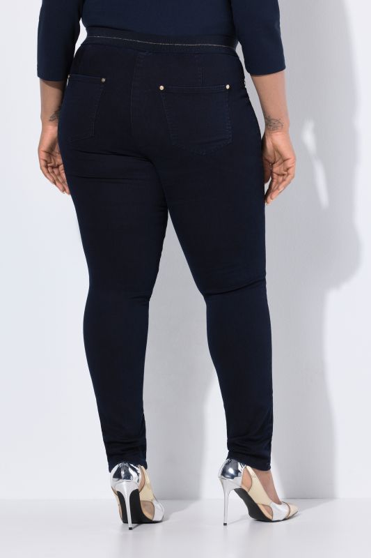 Дънки тип клин с бляскаво райе