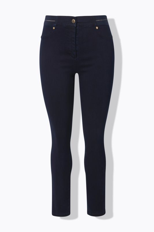 Дънки тип клин с бляскаво райе