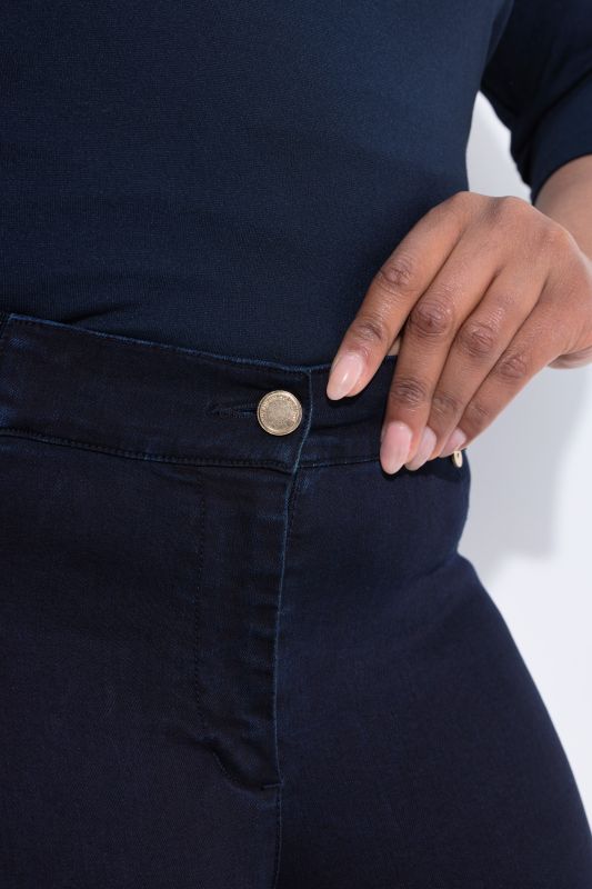 Дънки тип клин с бляскаво райе