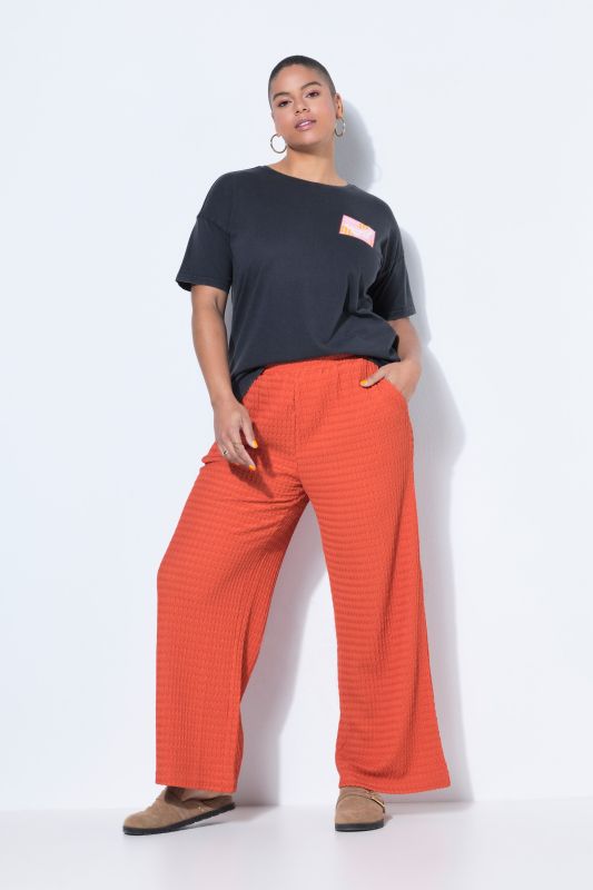 Waffle Texture Elastic Waist Pants