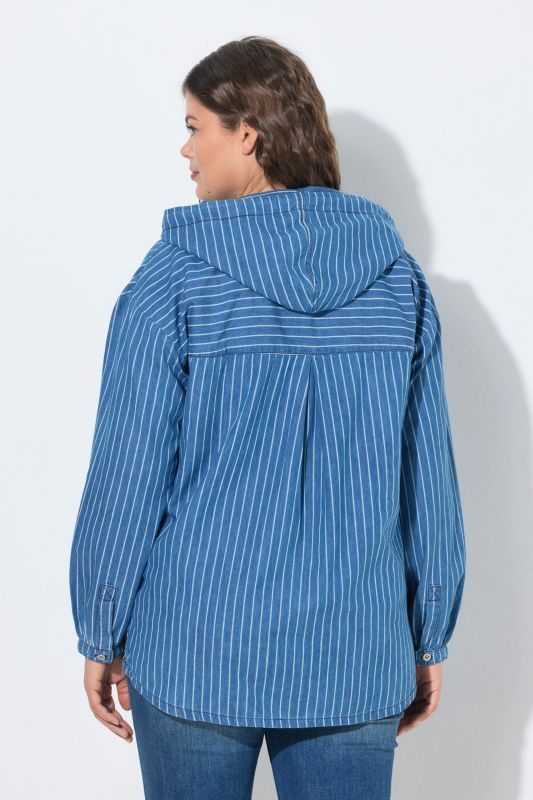 Striped Denim Hoodie