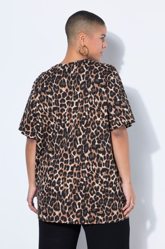 Leopard Print Short Sleeve Tunic Tee