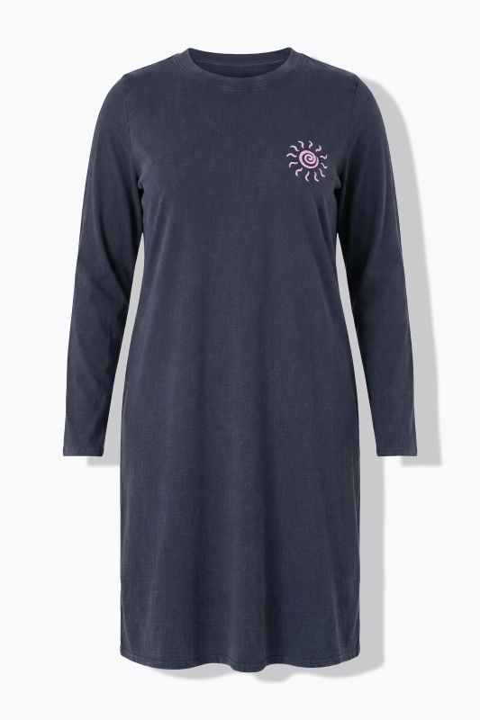 Sun Embroidered Long Sleeve Jersey Dress