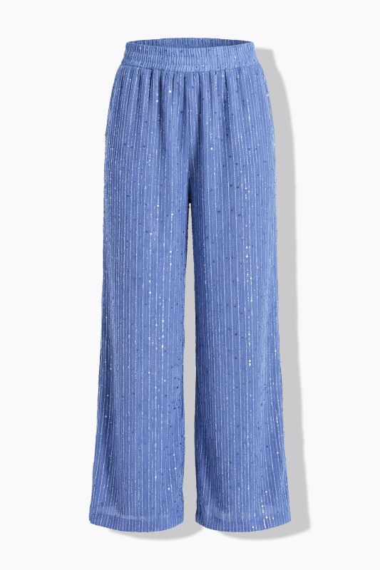 Sequined Pinstripe Elastic Waist Pants