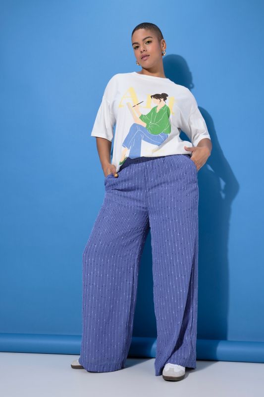 Sequined Pinstripe Elastic Waist Pants