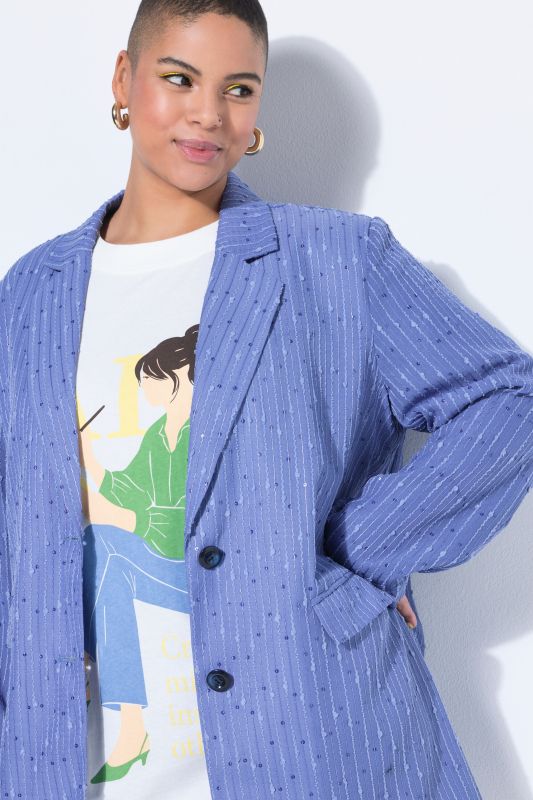 Sequined Pinstripe Oversized Blazer